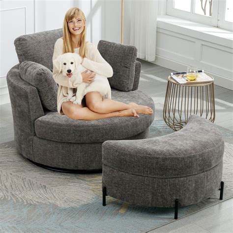 oversized round swivel cuddle chair.